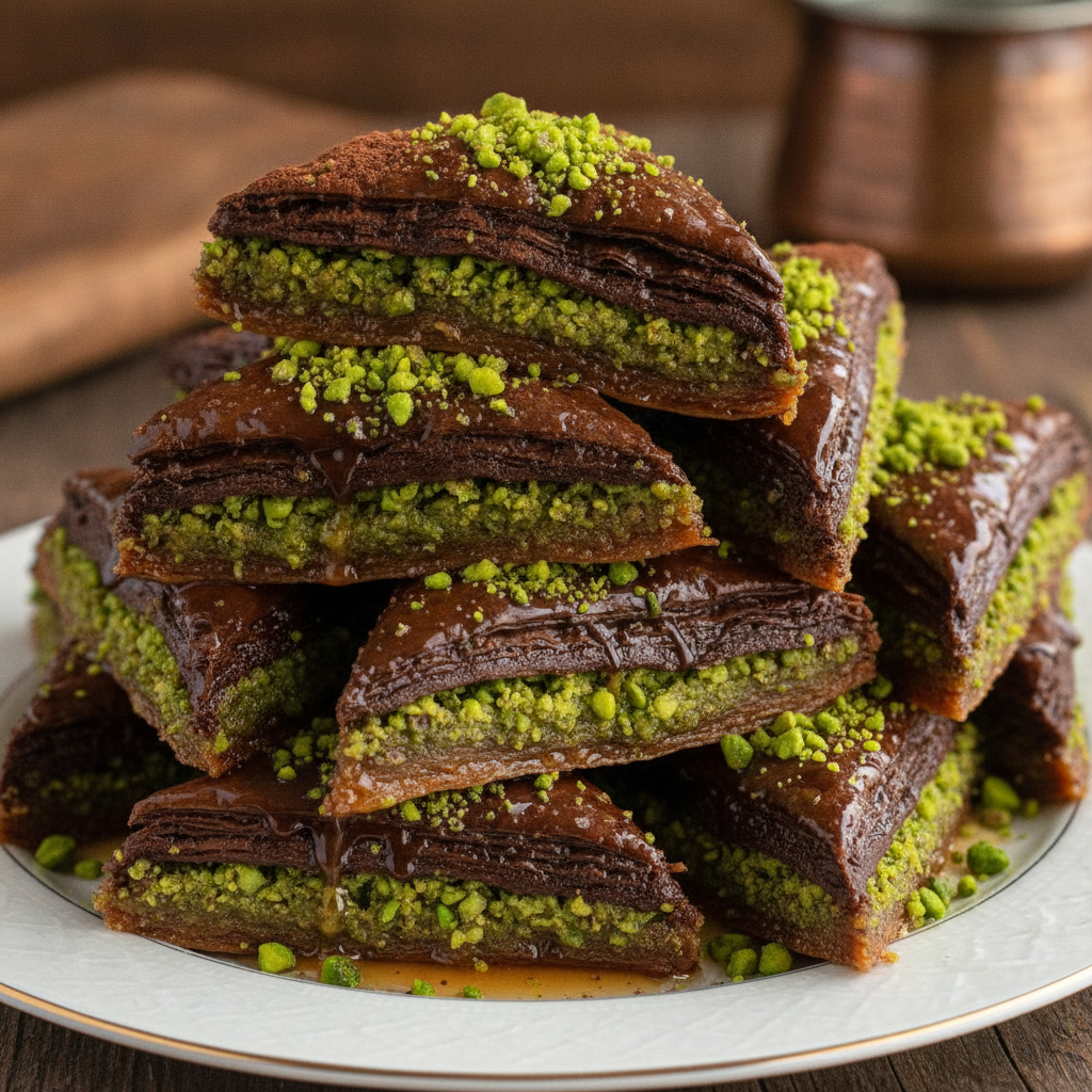 Chocolate Baklava with Pistachios